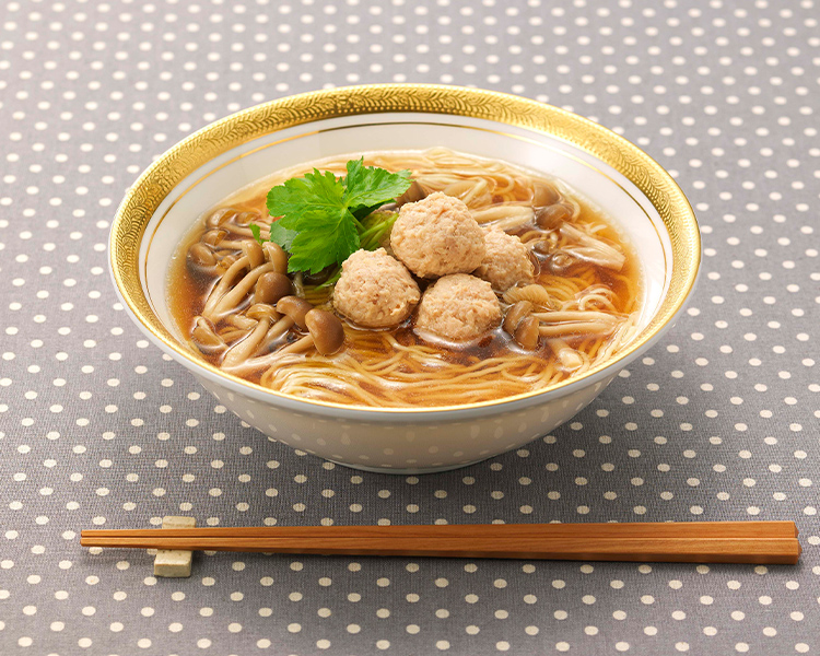 ほろほろ鶏団子としめじの中華そば