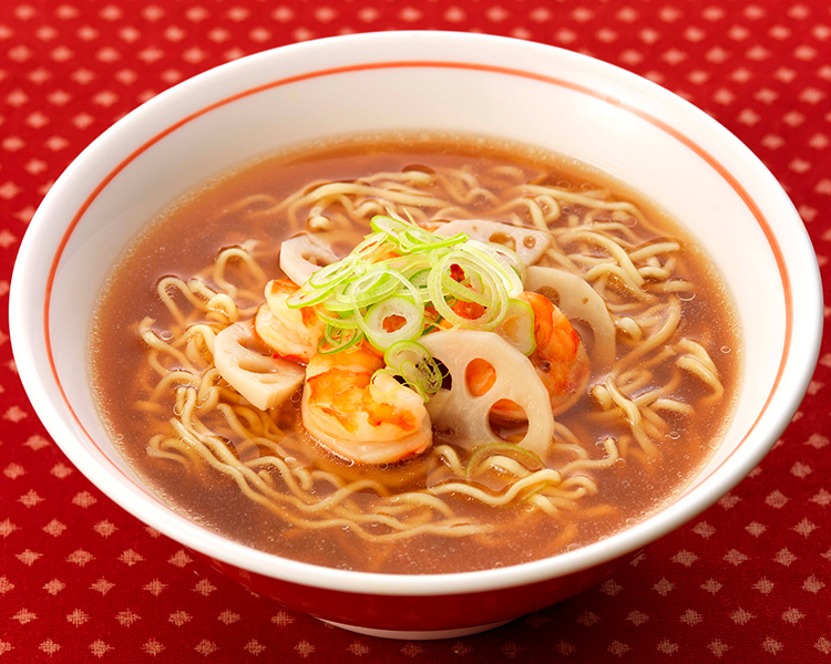 れんこんと海老の香味蒸しのせ　醤油ラーメン