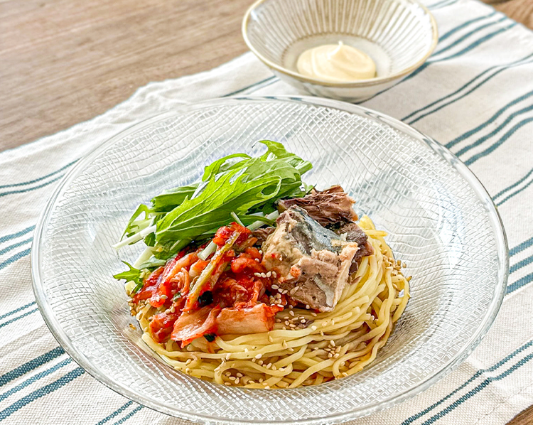 鯖缶とキムチの冷し中華
