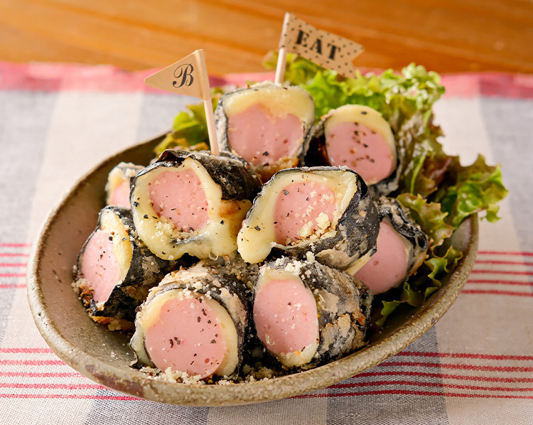 魚肉ソーセージのパリふわのりチーズ巻き