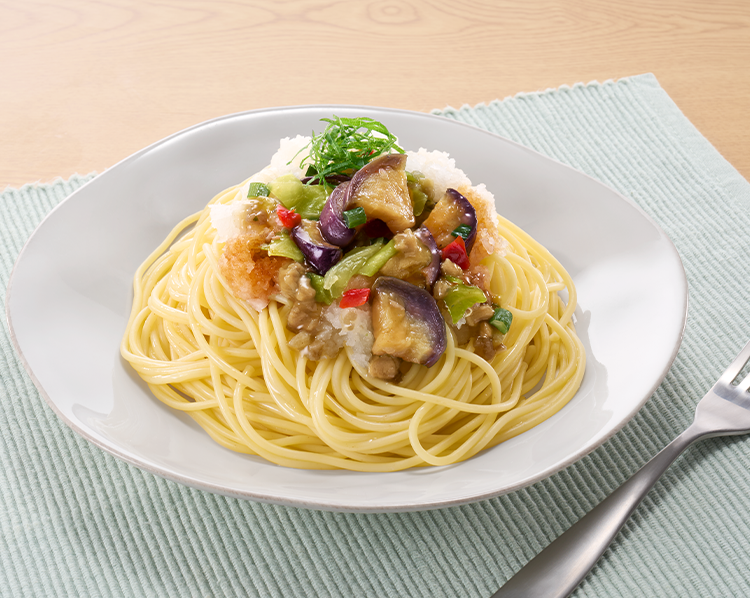 揚げなすと大根おろしのパスタ