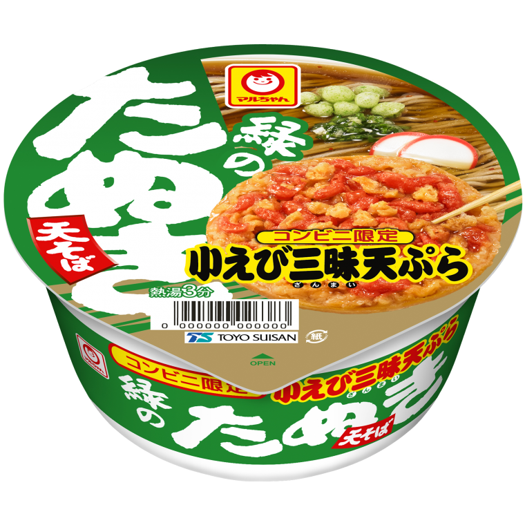 緑のたぬき天そば 小えび三昧天ぷら 東 | 商品情報 - 東洋水産株式会社