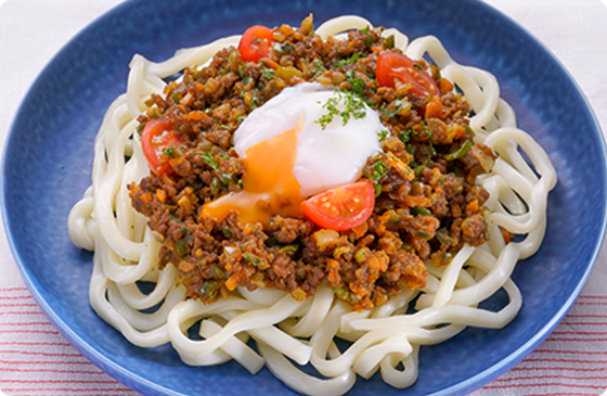 レンジで簡単! キーマカレーうどん